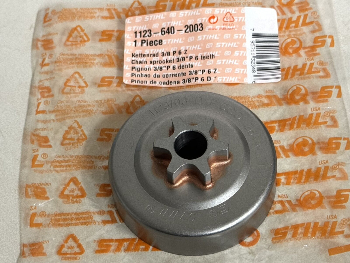 STIHL OEM CLUTCH DRUM SPROCKET 1123 640 2003 3/8" PICCO 6T 017 018 C MS180C 019T